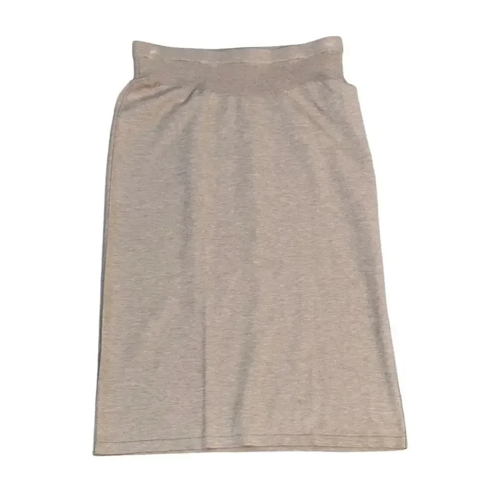 Nwt Minnie Rose Tan Elastic Waist Pull On Mid Length Skirt Size Medium